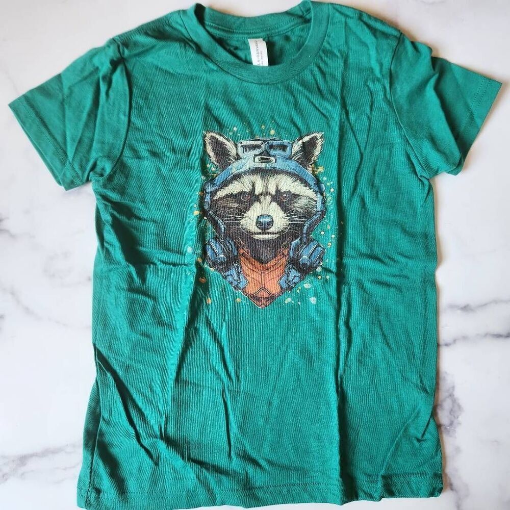 Rocket Guardians of the Galaxy Brand new tee shirt Etsy green short sleeve Bella - Picture 2 of 5